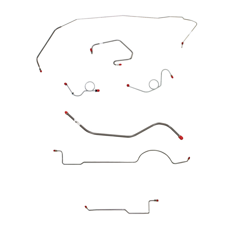 1971 MOPAR E-body w/ Power Drum, Right Front OVER Rail on Passenger, 8-3/4'' or Dana Axle; Complete Brake Line Kit; Steel - SSTubes