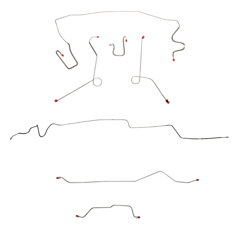 1964-65 MOPAR A-body w/ Power Brakes, 7-1/4'' or 8-1/4'' Axle; Complete Brake Line Kit; Stainless - SSTubes