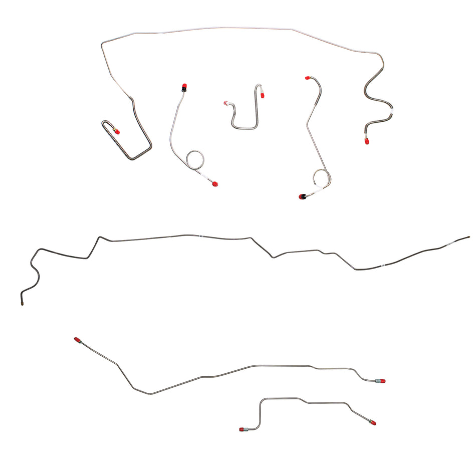 1967 MOPAR A-body w/ Power Drum, 7-1/4'' or 8-1/4'' Axle, 108'' Wheel Base; Complete Brake Line Kit; Stainless - SSTubes