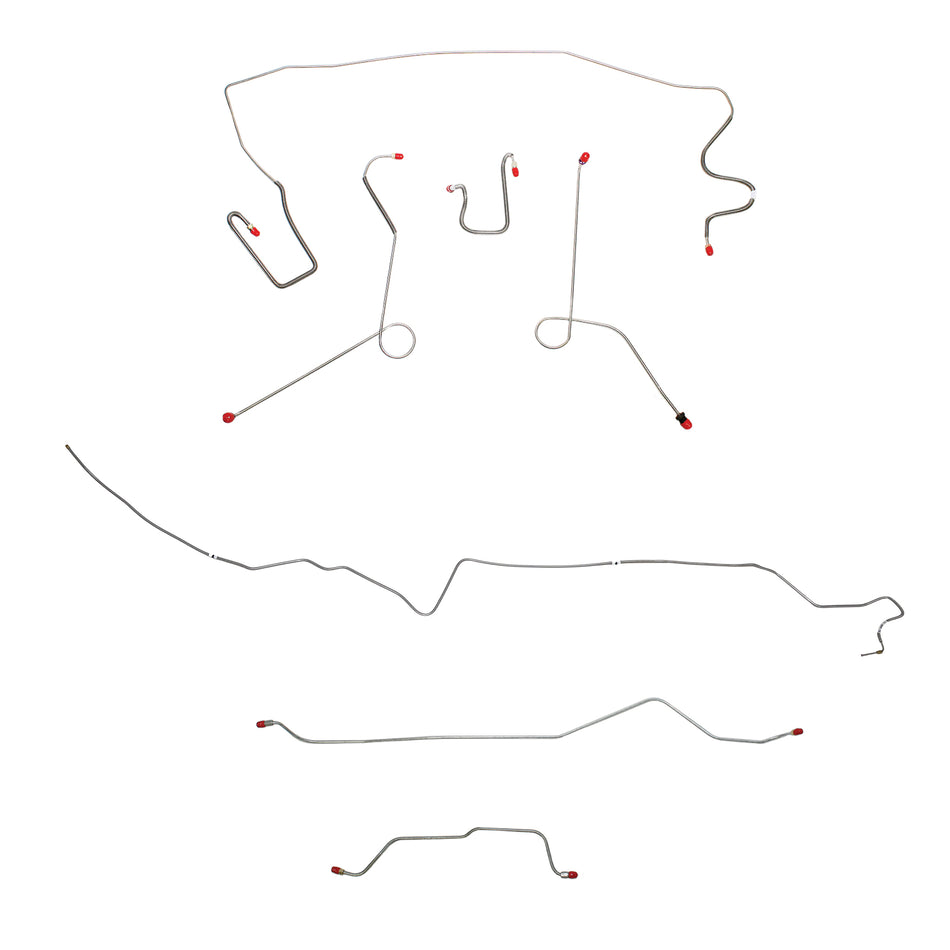 1967 MOPAR A-body w/ Power Drum, 7-1/4'' or 8-1/4'' Axle; Complete Brake Line Kit; Stainless - SSTubes