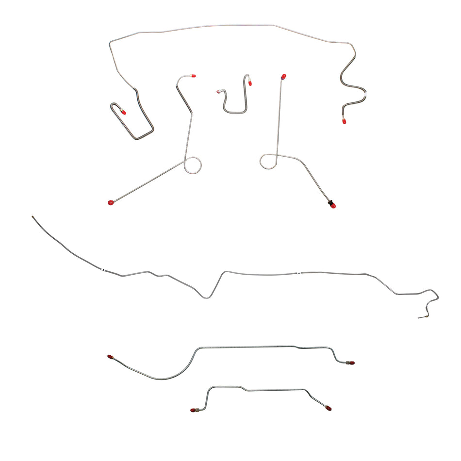 1967 MOPAR A-body w/ Power Drum, 8-3/4'' Axle; Complete Brake Line Kit; Stainless - SSTubes