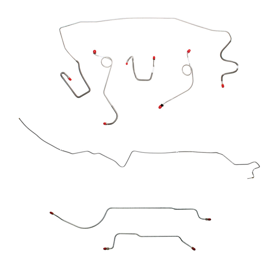 1968-69 MOPAR A-body w/ Standard Drum, 8-3/4'' Axle; Complete Brake Line Kit; Stainless - SSTubes