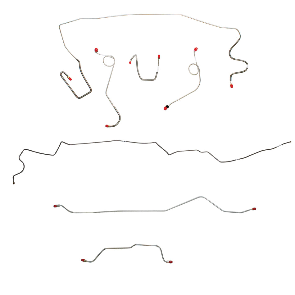 1968-69 MOPAR A-body w/ Standard Drum, 7-1/4'' or 8-1/4'' Axle, 108'' Wheel Base; Complete Brake Line Kit; Stainless - SSTubes