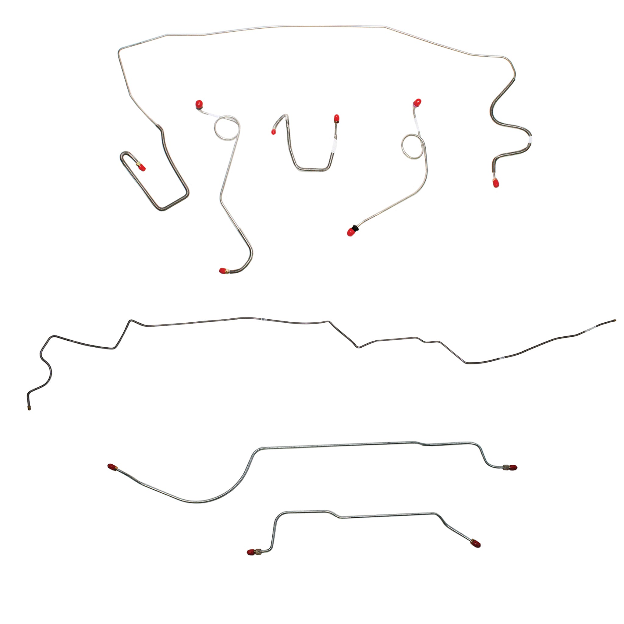 1968-69 MOPAR A-body w/ Standard Drum, 8-3/4'' Axle, 108'' Wheel Base; Complete Brake Line Kit; Steel - SSTubes