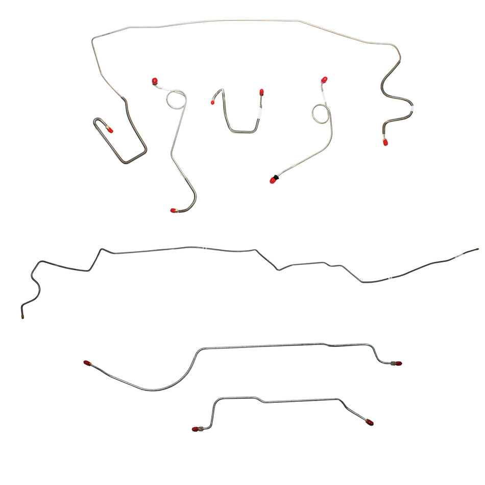 1968-69 MOPAR A-body w/ Standard Drum, 8-3/4'' Axle, 108'' Wheel Base; Complete Brake Line Kit; Stainless - SSTubes