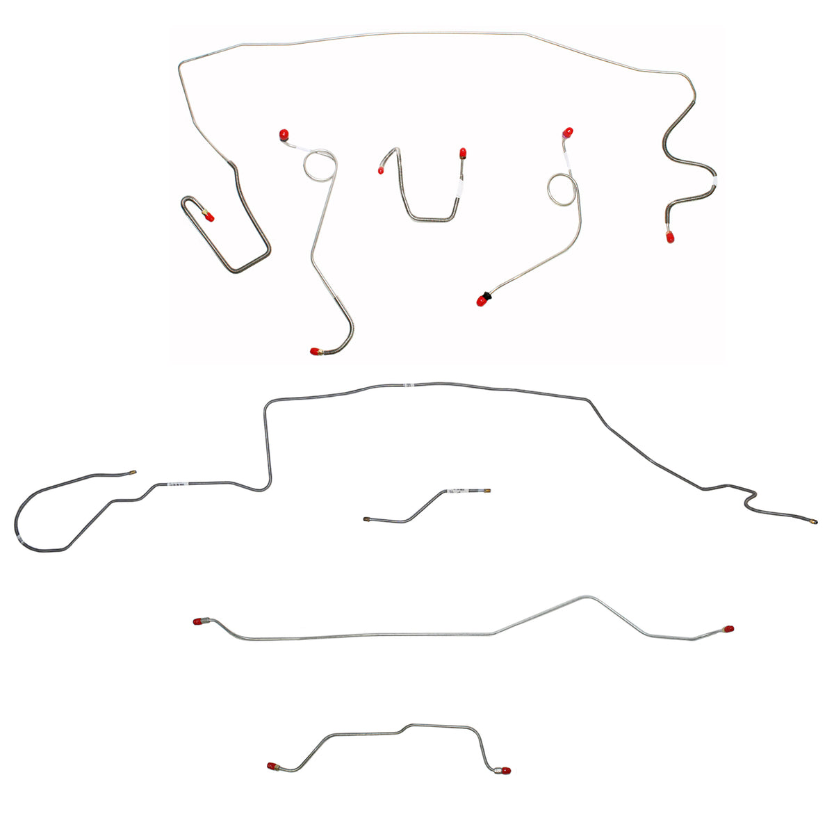 1968-69 MOPAR A-body w/ Standard Disc, 7-1/4'' or 8-1/4'' Axle, 108'' Wheel Base; Complete Brake Line Kit; Steel - SSTubes