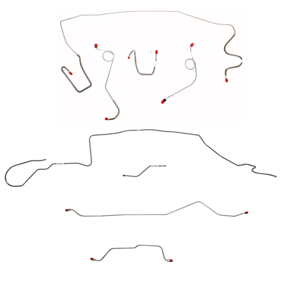 1968-69 MOPAR A-body w/ Standard Disc, 7-1/4'' or 8-1/4'' Axle, 108'' Wheel Base; Complete Brake Line Kit; Steel - SSTubes