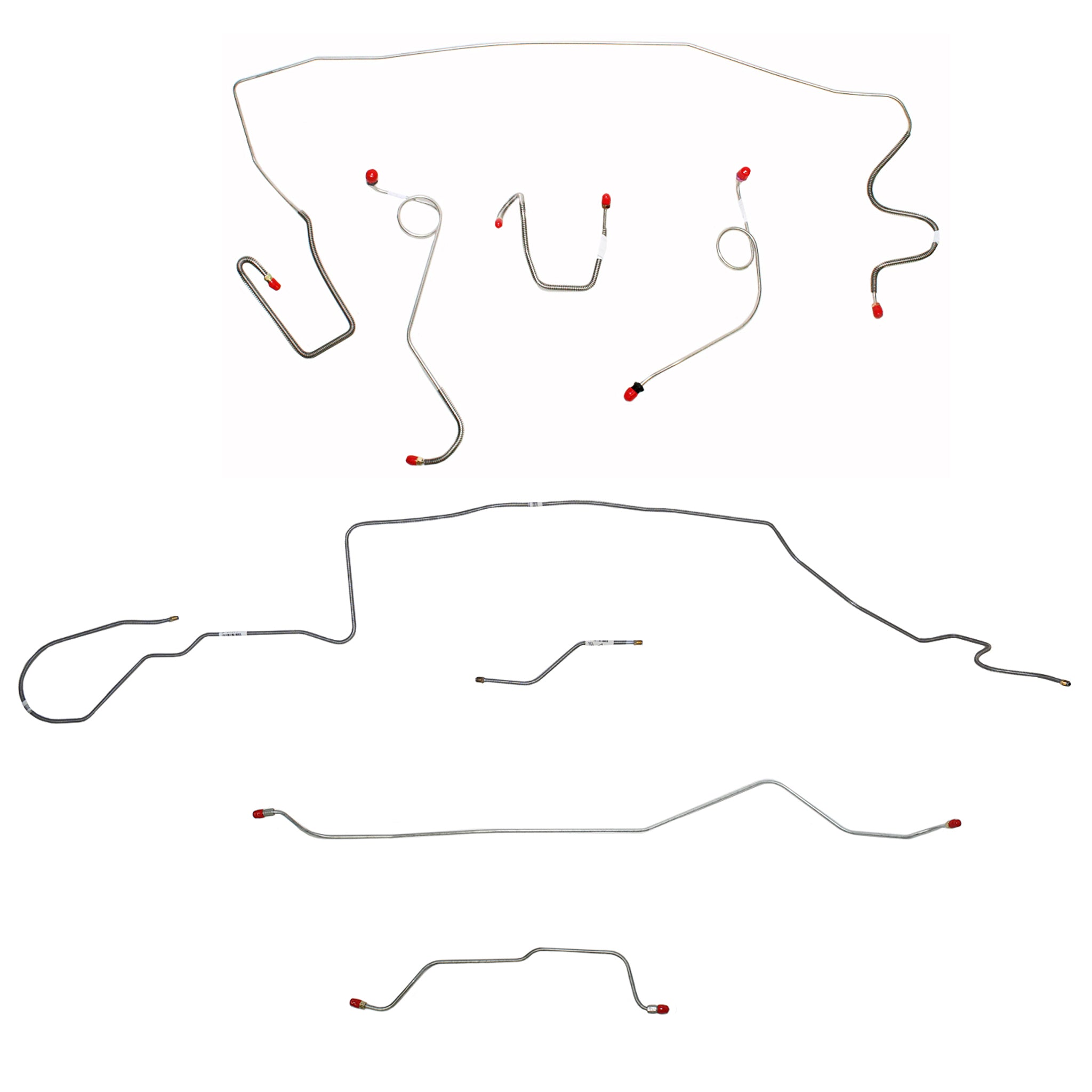 1968-69 MOPAR A-body w/ Standard Disc, 7-1/4'' or 8-1/4'' Axle, 108'' Wheel Base; Complete Brake Line Kit; Stainless - SSTubes