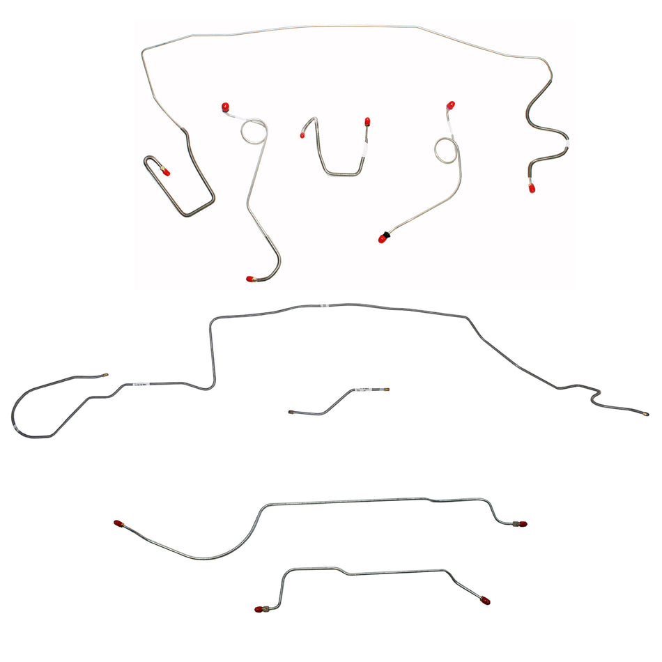 1968-69 MOPAR A-body w/ Standard Disc, 8-3/4'' Axle, 108'' Wheel Base; Complete Brake Line Kit; Stainless - SSTubes