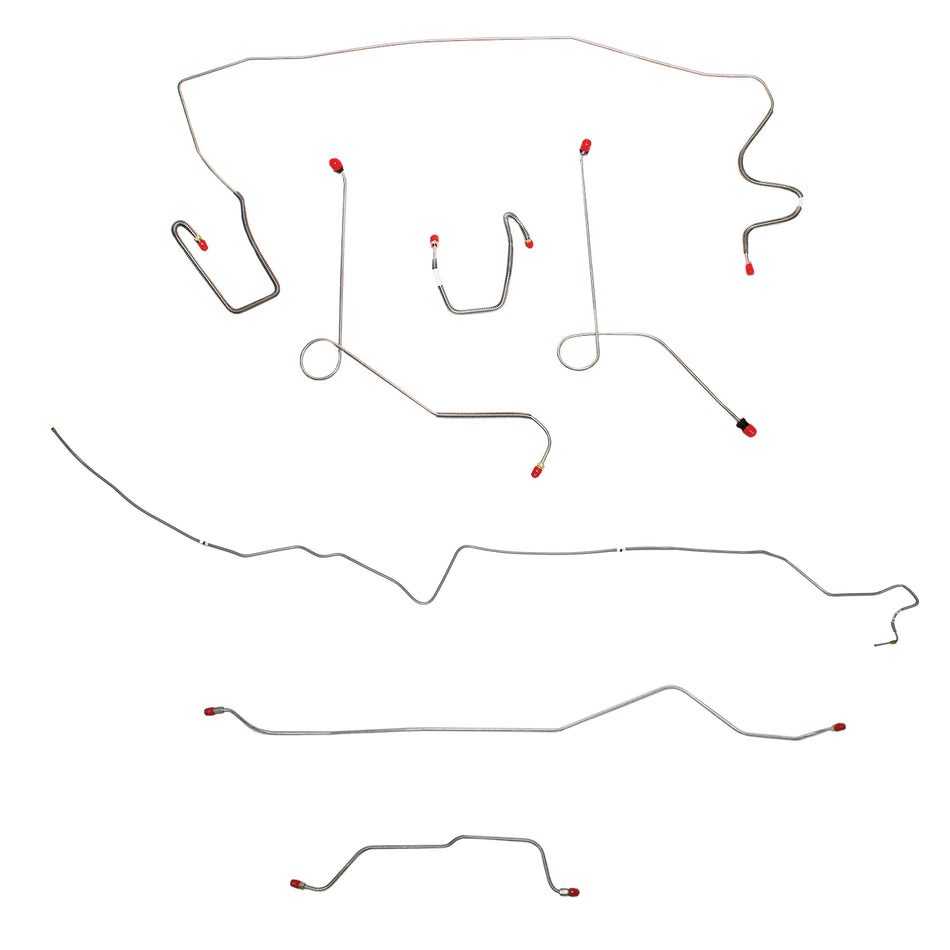 1968-69 MOPAR A-body w/ Power Drum, 7-1/4'' or 8-1/4'' Axle; Complete Brake Line Kit; Steel - SSTubes