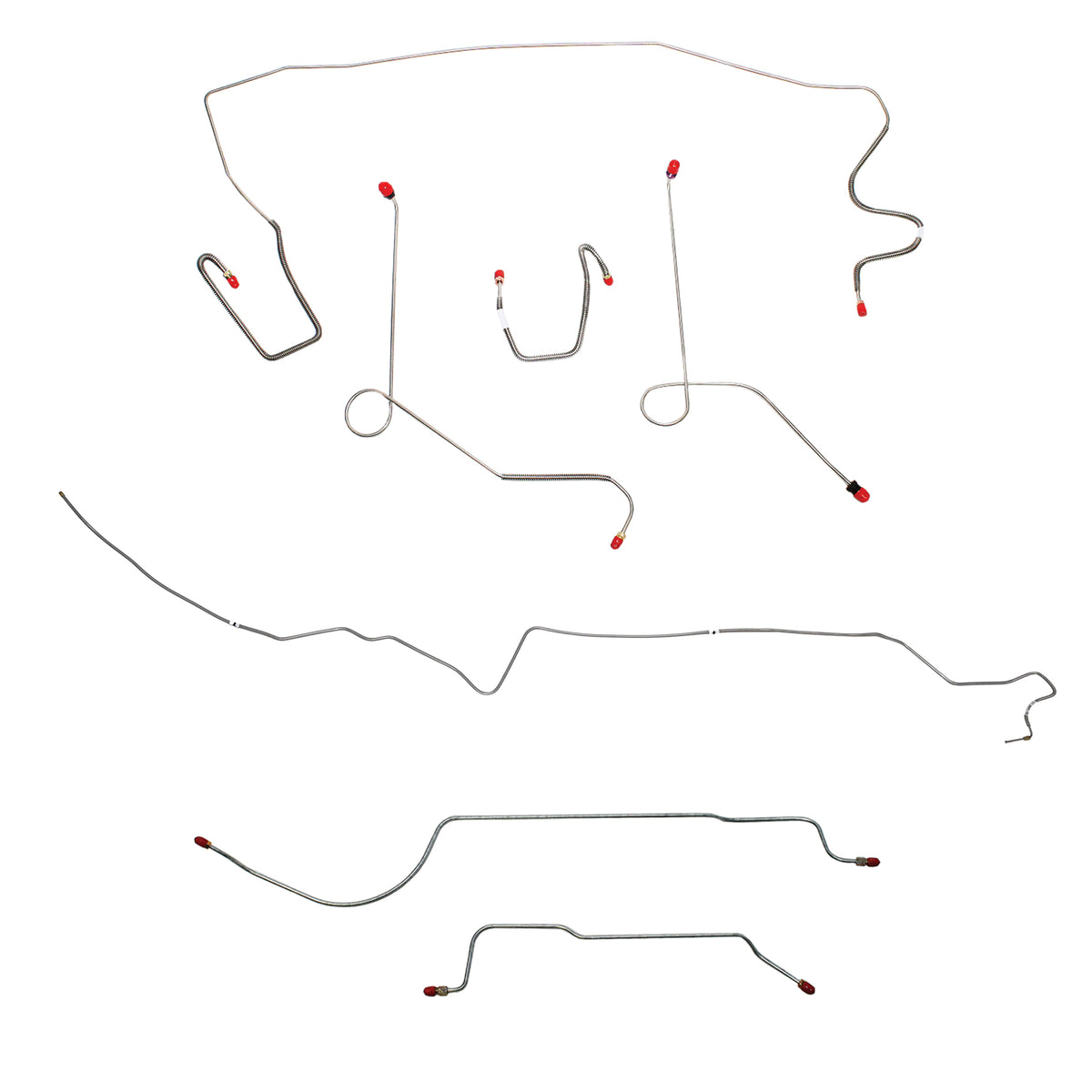 1968-69 MOPAR A-body w/ Power Drum, 8-3/4'' Axle; Complete Brake Line Kit; Steel - SSTubes