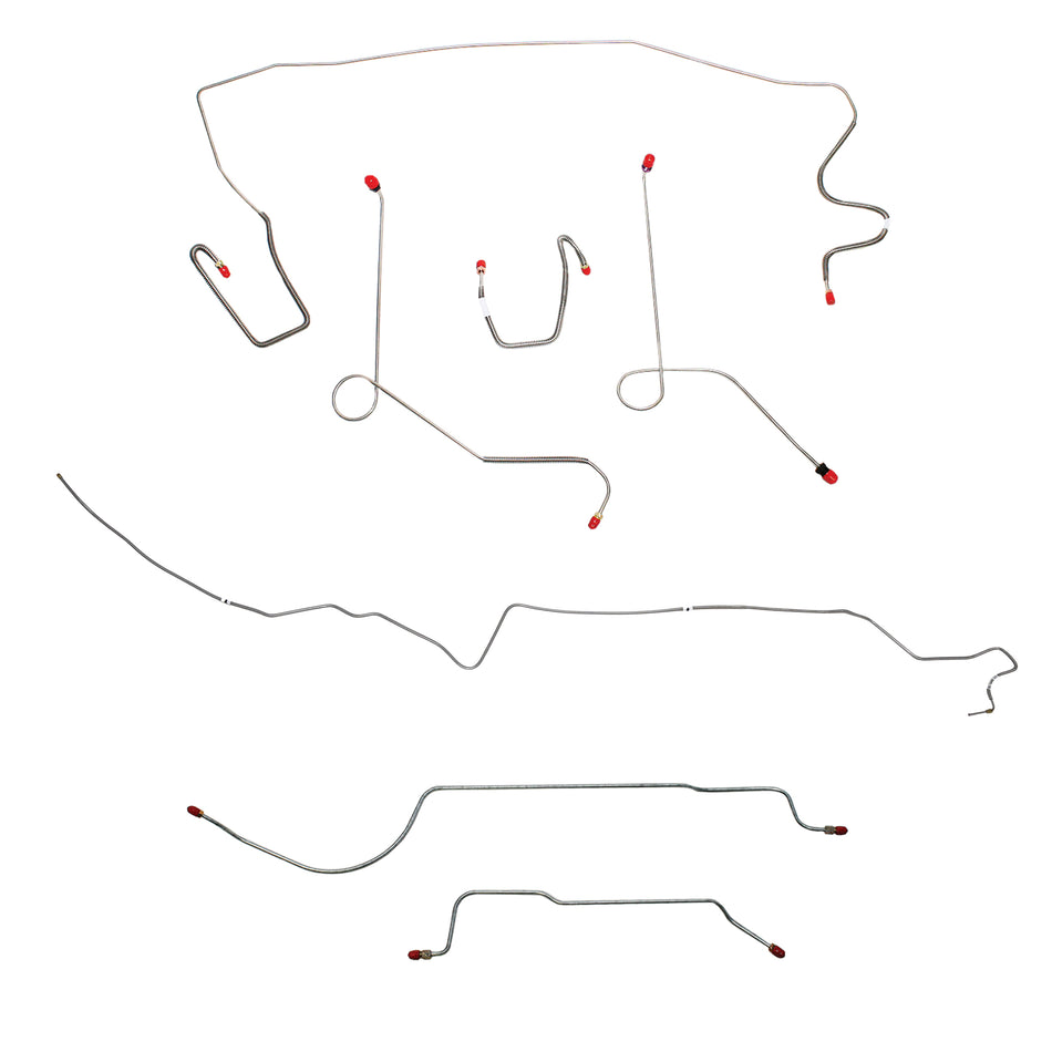 1968-69 MOPAR A-body w/ Power Drum, 8-3/4'' Axle; Complete Brake Line Kit; Stainless - SSTubes