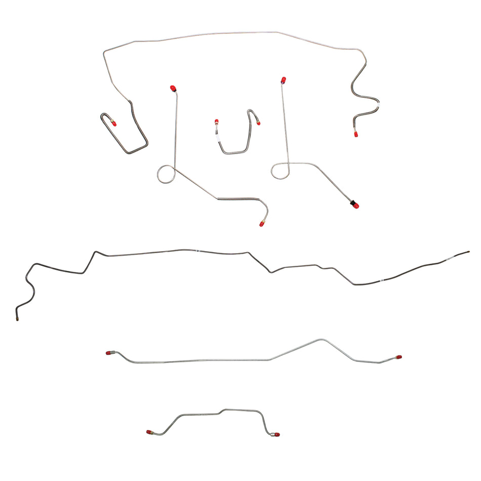 1968-69 MOPAR A-body w/ Power Drum, 7-1/4'' or 8-1/4'' Axle, 108'' Wheel Base; Complete Brake Line Kit; Stainless - SSTubes