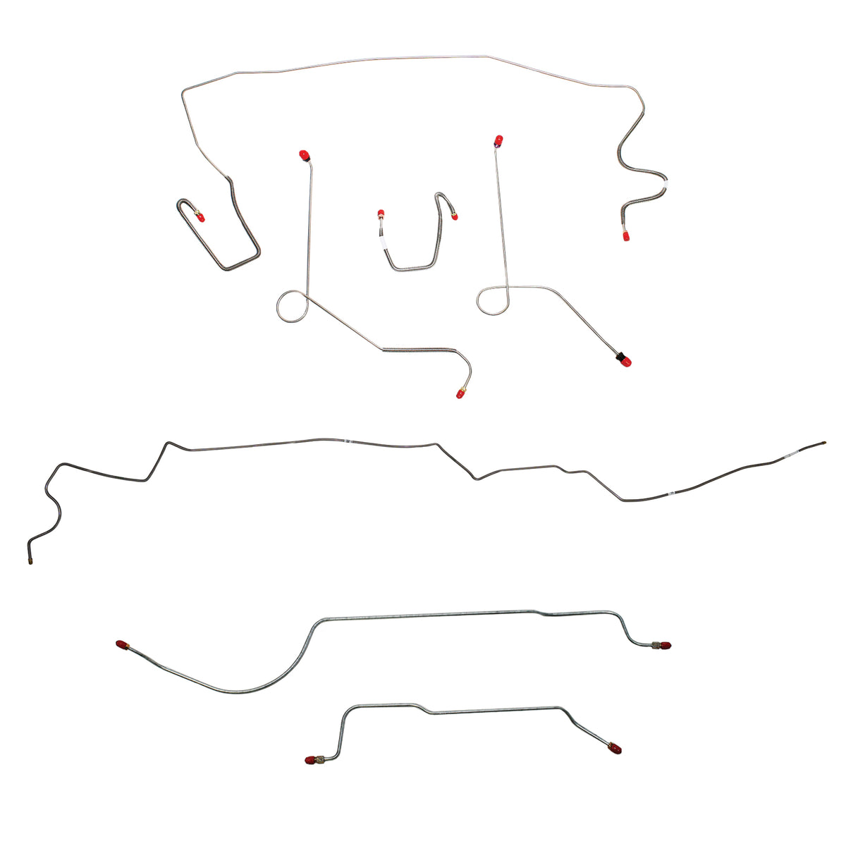 1968-69 MOPAR A-body w/ Power Drum, 8-3/4'' Axle, 108'' Wheel Base; Complete Brake Line Kit; Steel - SSTubes