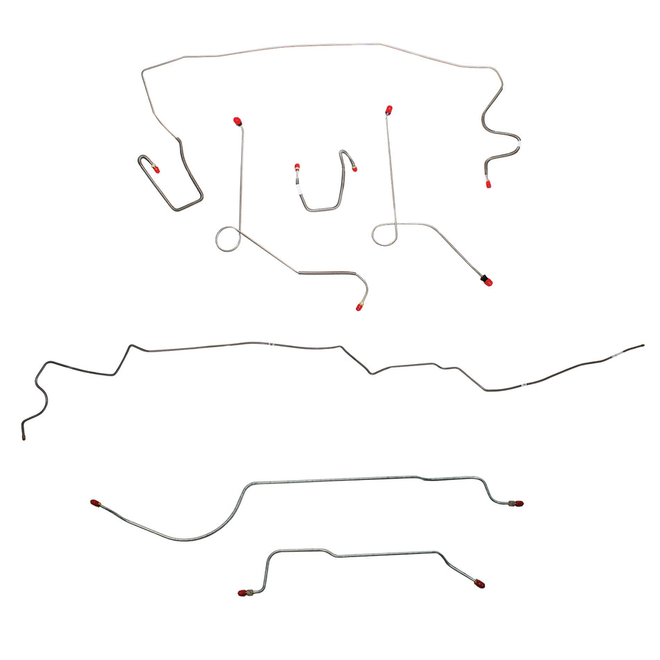 1968-69 MOPAR A-body w/ Power Drum, 8-3/4'' Axle, 108'' Wheel Base; Complete Brake Line Kit; Steel - SSTubes