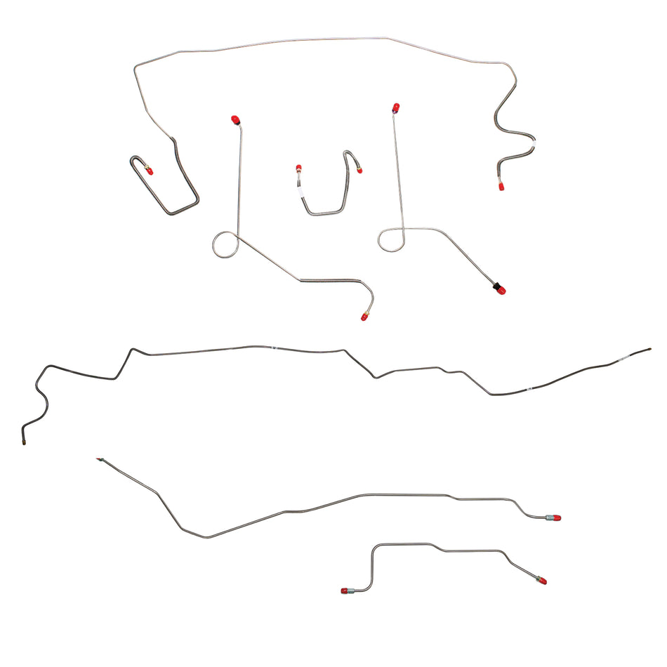 1968-69 MOPAR A-body w/ Power Drum, Dana Axle, 108'' Wheel Base; Complete Brake Line Kit; Stainless - SSTubes