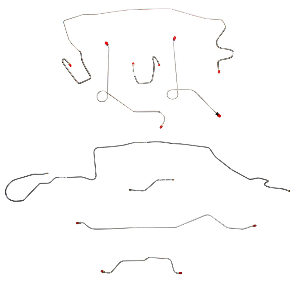 1968-69 MOPAR A-body w/ Power Disc, 7-1/4'' or 8-1/4'' Axle, 108'' Wheel Base; Complete Brake Line Kit; Steel - SSTubes