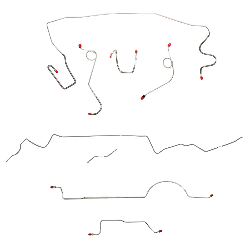 1970 MOPAR A-body w/ Standard Disc, 8-3/4'' Axle; Complete Brake Line Kit; Stainless - SSTubes