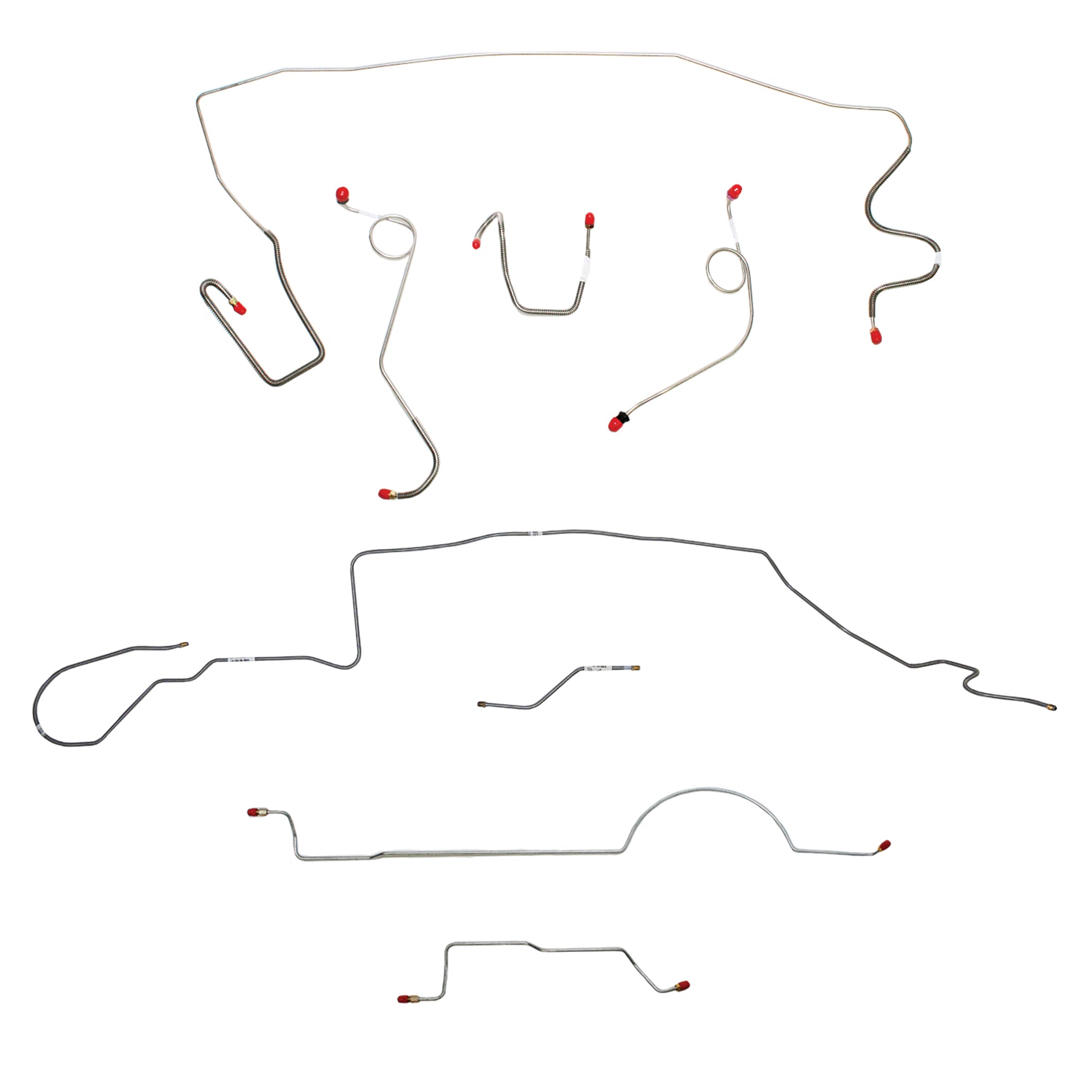 1970 MOPAR A-body w/ Standard Disc, 8-3/4'' Axle, 108'' Wheel Base; Complete Brake Line Kit; Stainless - SSTubes