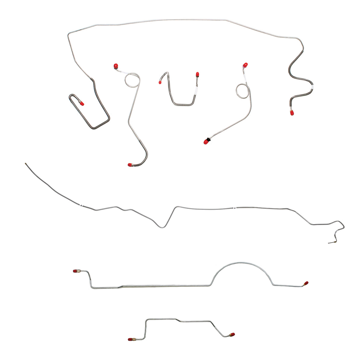 1970 MOPAR A-body w/ Power Drum, 8-3/4'' Axle; Complete Brake Line Kit; Steel - SSTubes