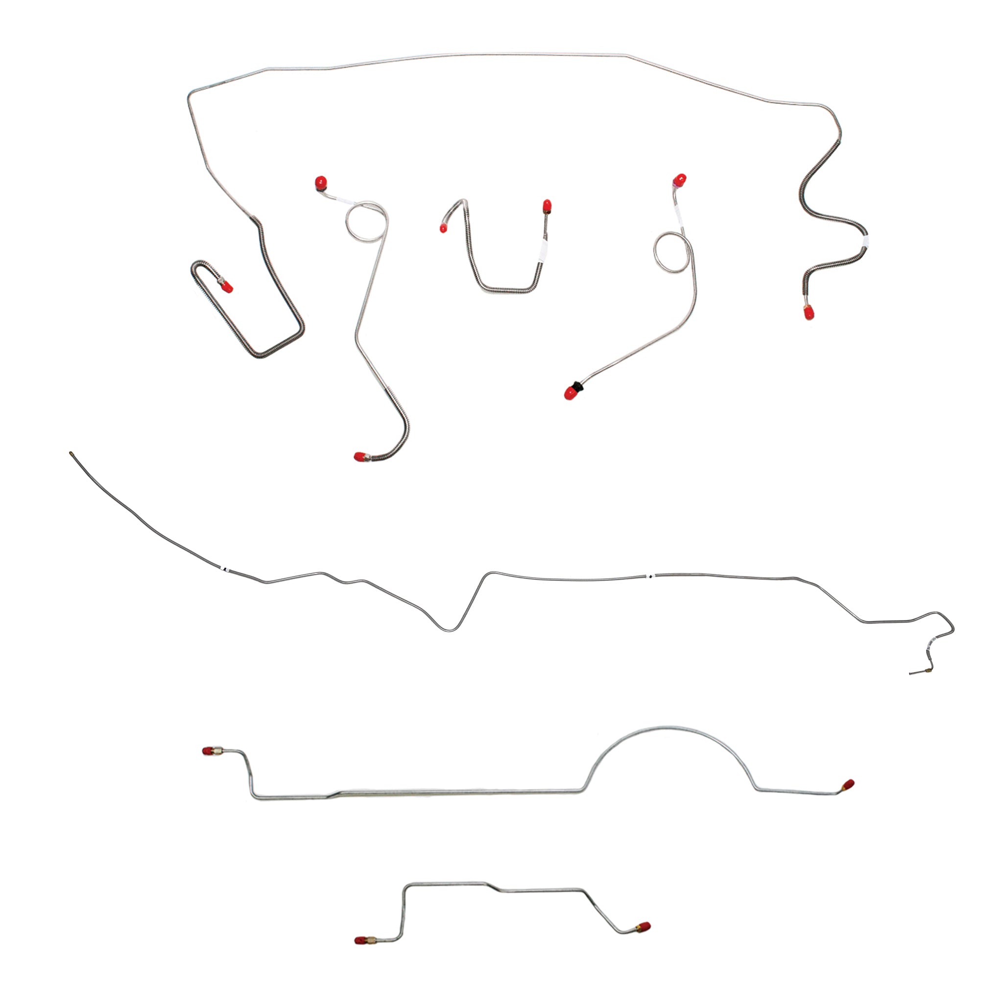 1970 MOPAR A-body w/ Power Drum, 8-3/4'' Axle; Complete Brake Line Kit; Steel - SSTubes