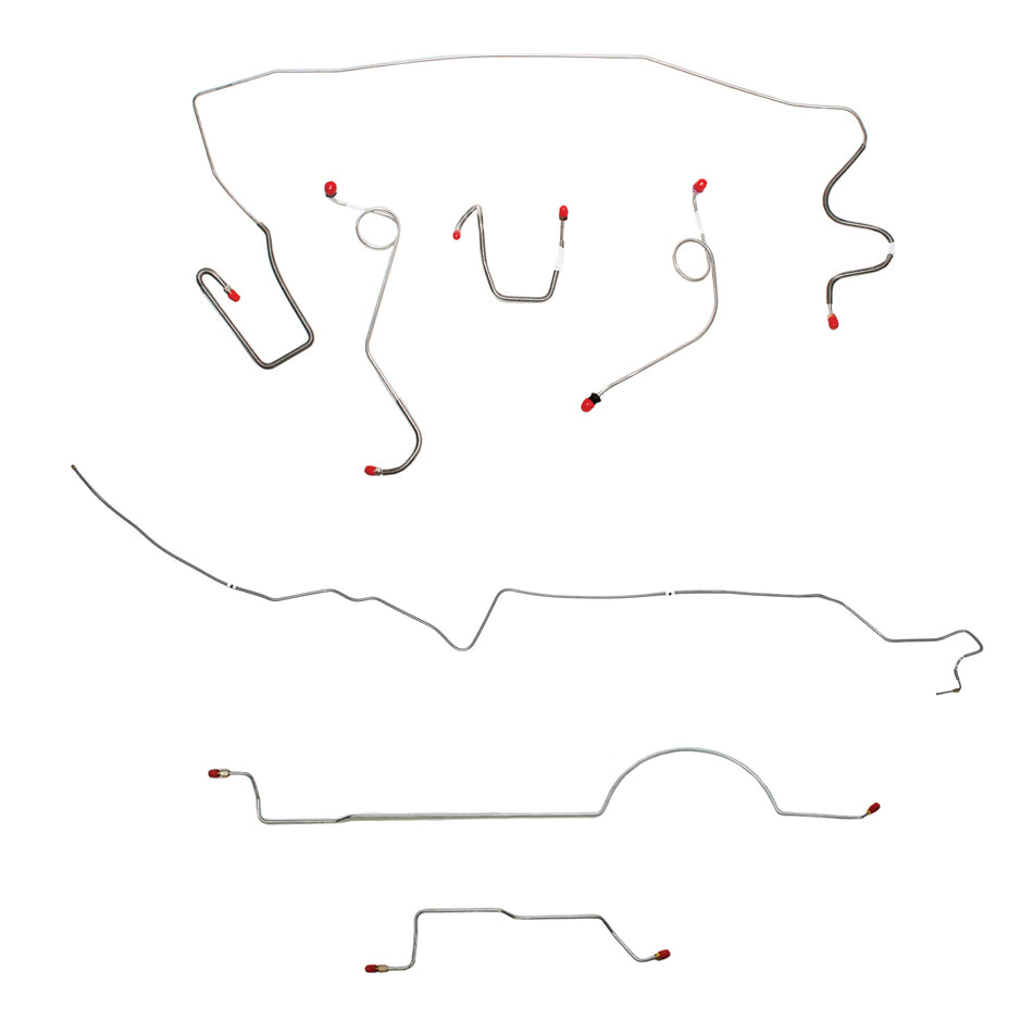 1970 MOPAR A-body w/ Power Drum, 8-3/4'' Axle; Complete Brake Line Kit; Stainless - SSTubes