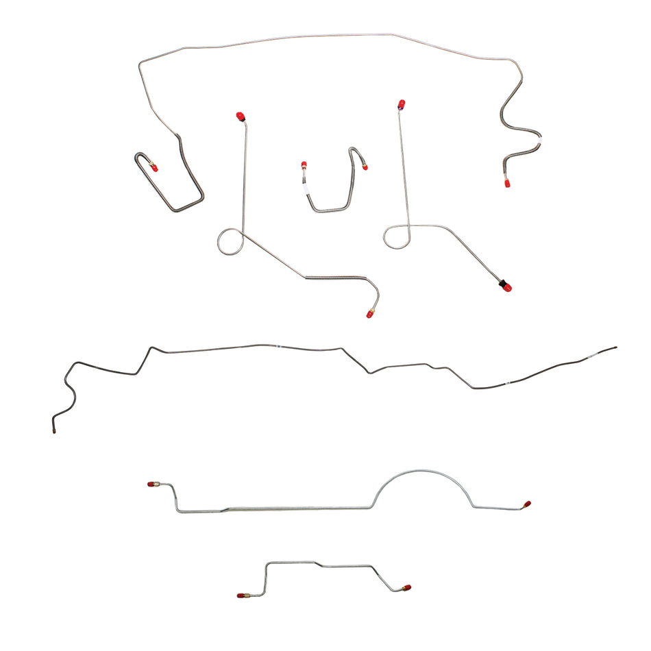 1970 MOPAR A-body w/ Power Drum, 8-3/4'' Axle, 108'' Wheel Base; Complete Brake Line Kit; Steel - SSTubes