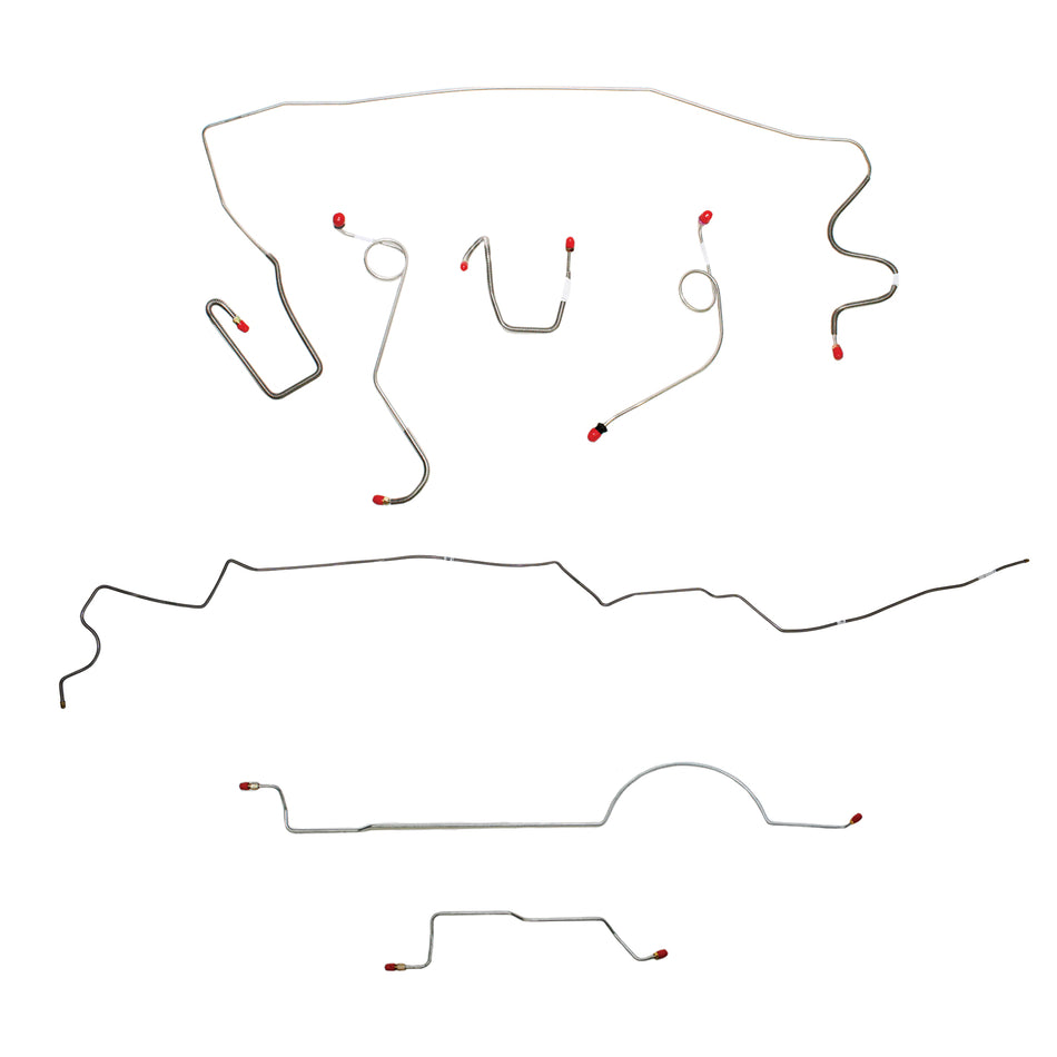 1971 MOPAR A-body w/ Standard Drum, 8-3/4'' Axle, 108'' Wheel Base; Complete Brake Line Kit; Steel - SSTubes