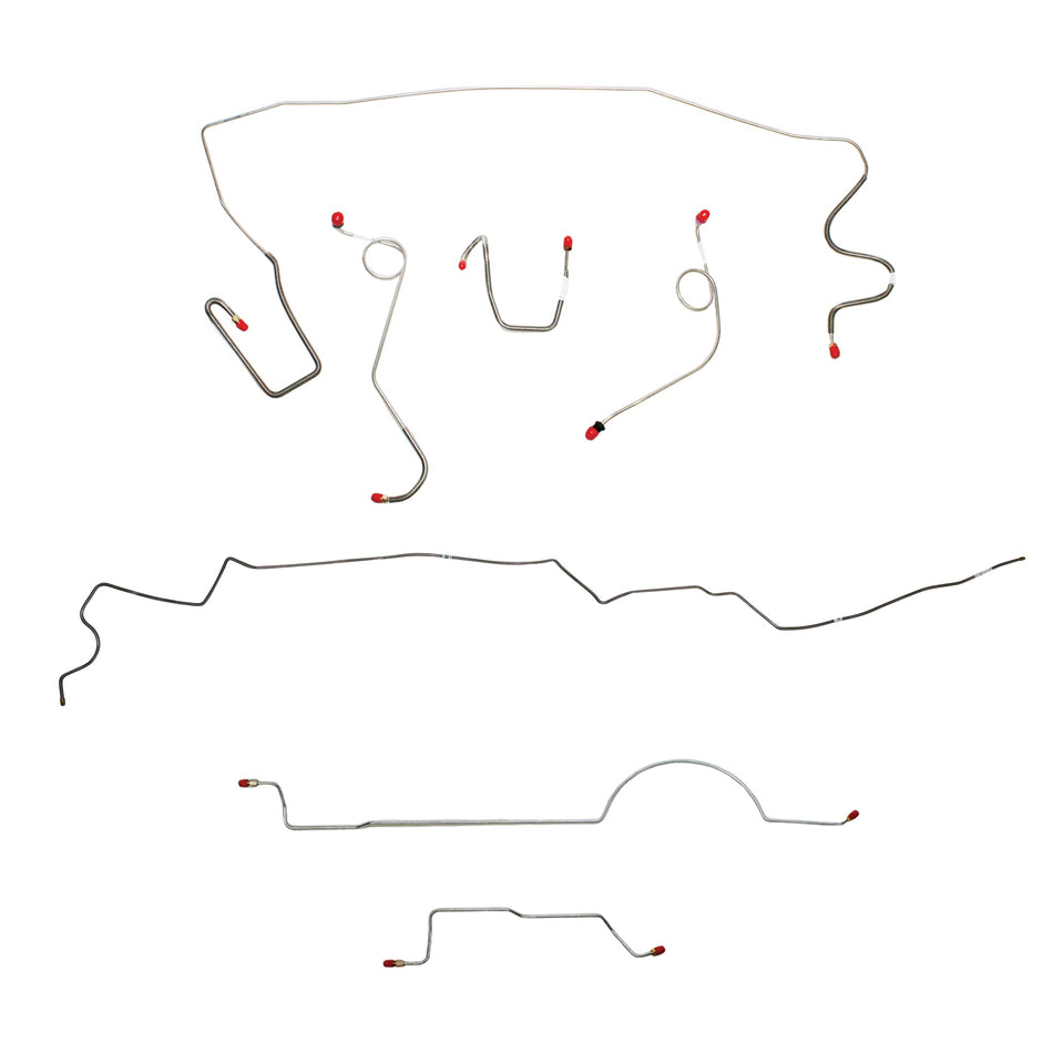 1971 MOPAR A-body w/ Standard Drum, 8-3/4'' Axle, 108'' Wheel Base; Complete Brake Line Kit; Stainless - SSTubes