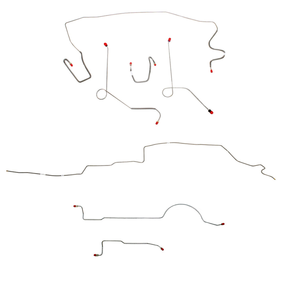 1972 MOPAR A-body w/ Power Brakes, 8-3/4'' Axle, 108'' Wheel Base; Complete Brake Line Kit; Stainless - SSTubes