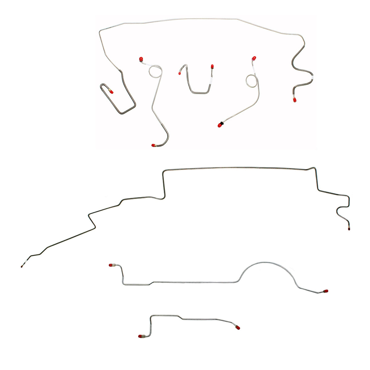 1972 MOPAR A-body w/ Standard Brakes, 8-3/4'' Axle, 111'' Wheel Base; Complete Brake Line Kit; Stainless - SSTubes