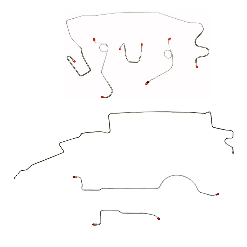 1972 MOPAR A-body w/ Standard Brakes, 8-3/4'' Axle, 111'' Wheel Base; Complete Brake Line Kit; Stainless - SSTubes