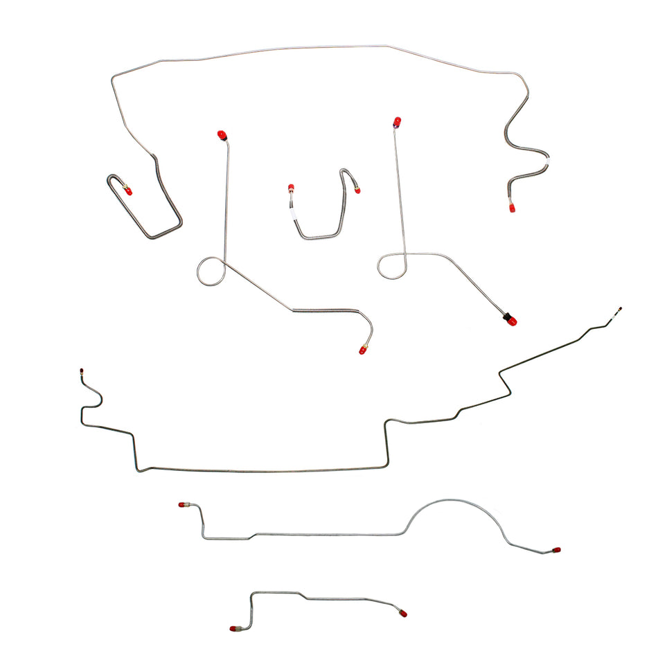 1972 MOPAR A-body w/ Power Brakes, 8-3/4'' Axle, 111'' Wheel Base; Complete Brake Line Kit; Stainless - SSTubes