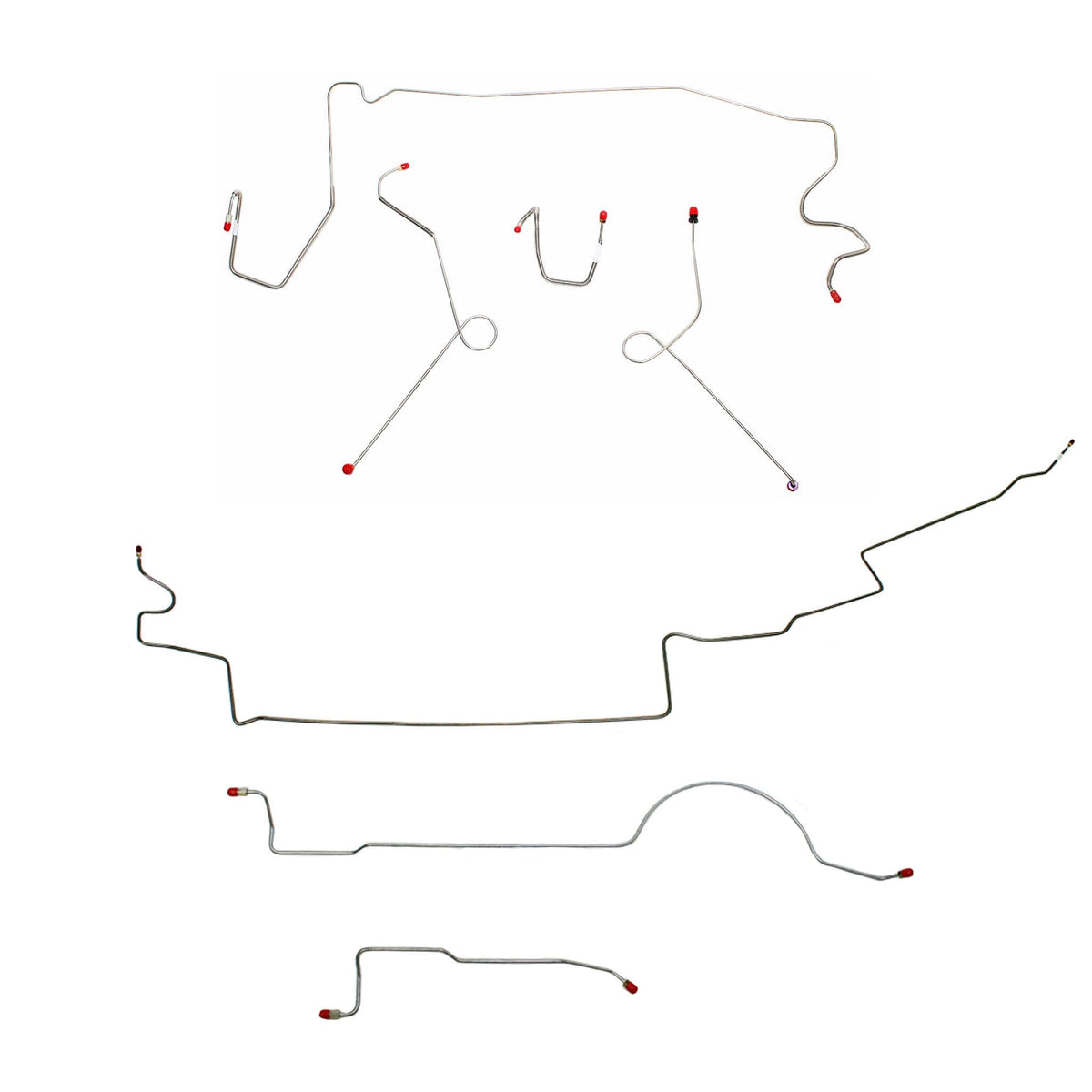 1973 MOPAR A-body complete brake line kit made of steel for 111'' wheelbase vehicles.