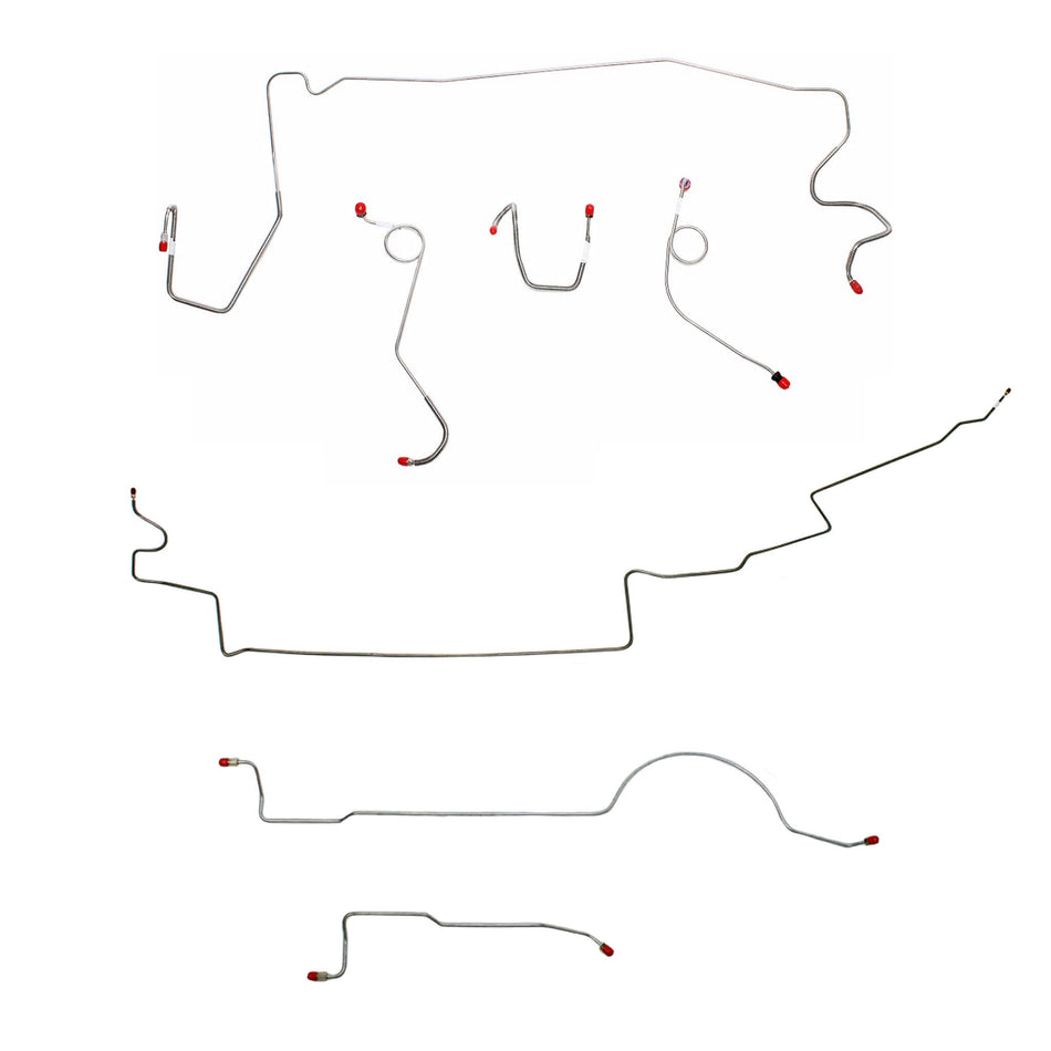 1974 MOPAR A-body complete steel brake line kit for standard brakes with 111'' wheel base.