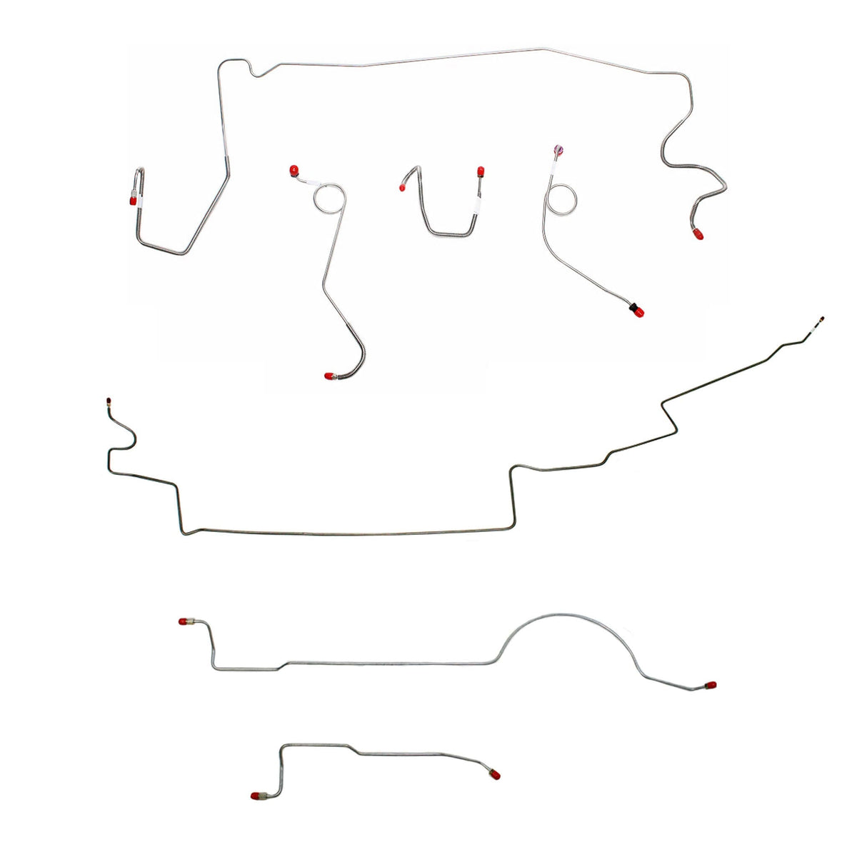 1974 MOPAR A-body complete steel brake line kit for standard brakes with 111'' wheel base.