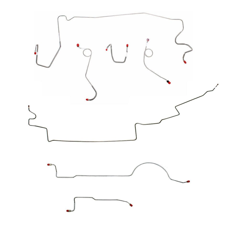 1974 MOPAR A-body complete steel brake line kit for standard brakes with 111'' wheel base.