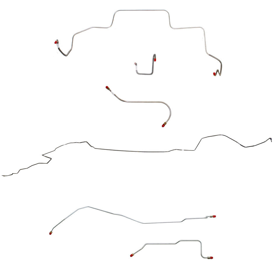 1966 MOPAR B-body w/ Standard Drum, Right Front OVER Frame w/ 4'' Rise on Firewall, Dana Axle; Complete Brake Line Kit; Steel - SSTubes