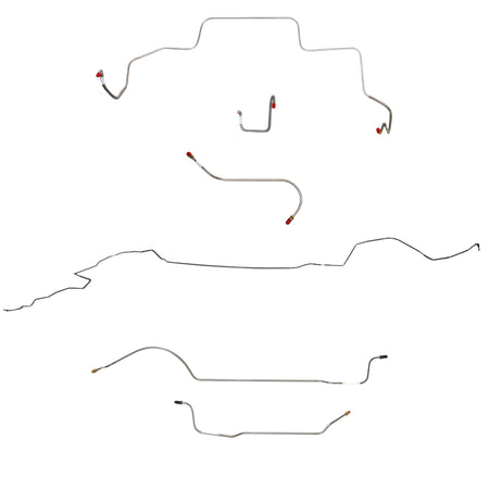 1966 MOPAR B-body w/ Standard Drum, Right Front OVER Frame w/ 4'' Rise on Firewall, 8-3/4'' Axle; Complete Brake Line Kit; Steel - SSTubes