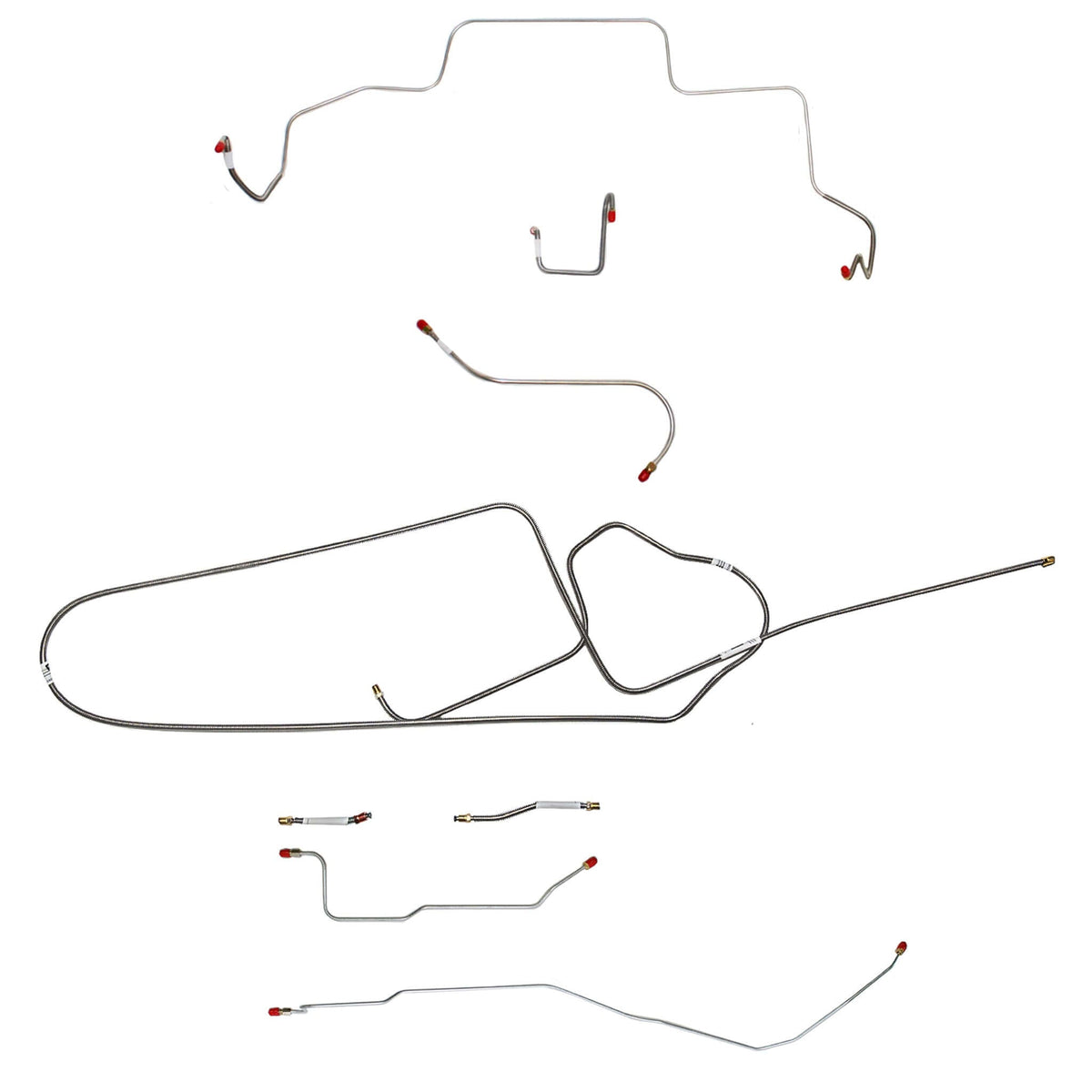 1966 MOPAR B-body w/ Standard Disc, FACTORY Disc, Right Front OVER Frame w/ 4'' Rise on Firewall, Dana Axle; Complete Brake Line Kit; Steel - SSTubes