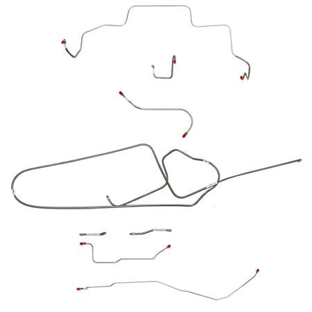 1966 MOPAR B-body w/ Standard Disc, FACTORY Disc, Right Front OVER Frame w/ 4'' Rise on Firewall, Dana Axle; Complete Brake Line Kit; Steel - SSTubes