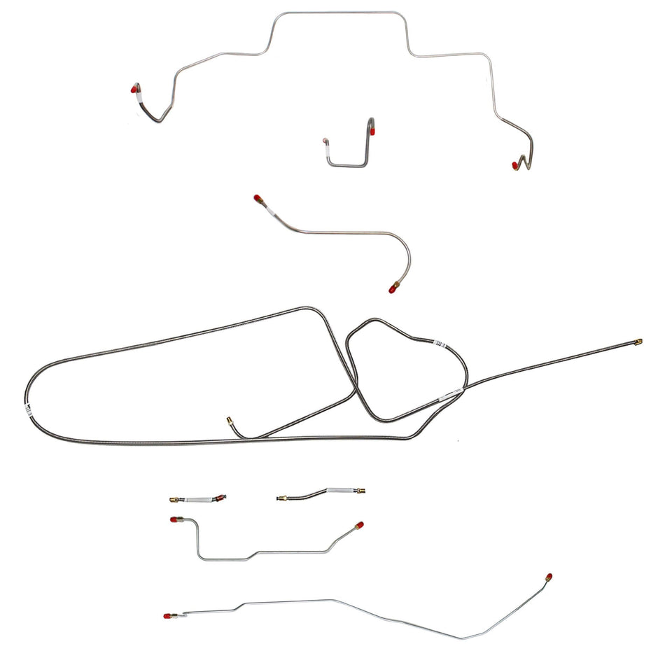 1966 MOPAR B-body w/ Standard Disc, FACTORY Disc, Right Front OVER Frame w/ 4'' Rise on Firewall, Dana Axle; Complete Brake Line Kit; Steel - SSTubes