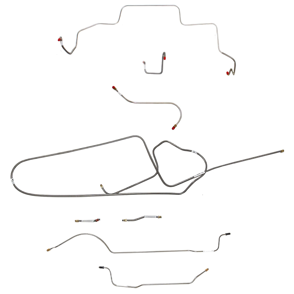 1966 MOPAR B-body w/ Standard Disc, FACTORY Disc, Right Front OVER Frame w/ 4'' Rise on Firewall, 8-3/4'' Axle; Complete Brake Line Kit; Steel - SSTubes