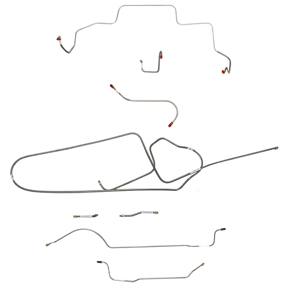 1966 MOPAR B-body w/ Standard Disc, FACTORY Disc, Right Front OVER Frame w/ 4'' Rise on Firewall, 8-3/4'' Axle; Complete Brake Line Kit; Steel - SSTubes