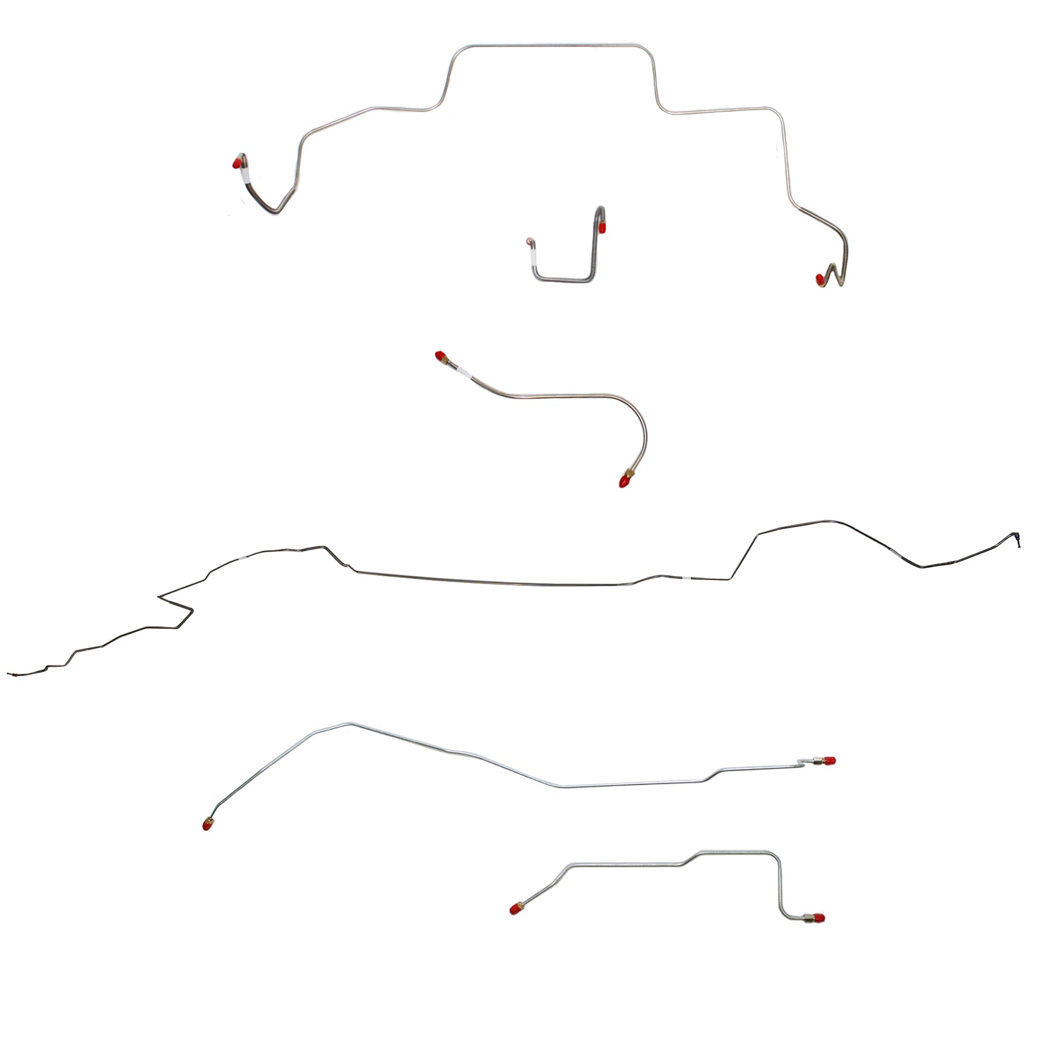 1966 MOPAR B-body w/ Power Drum, Right Front OVER Frame w/ 4'' Rise on Firewall, Dana Axle; Complete Brake Line Kit; Steel - SSTubes