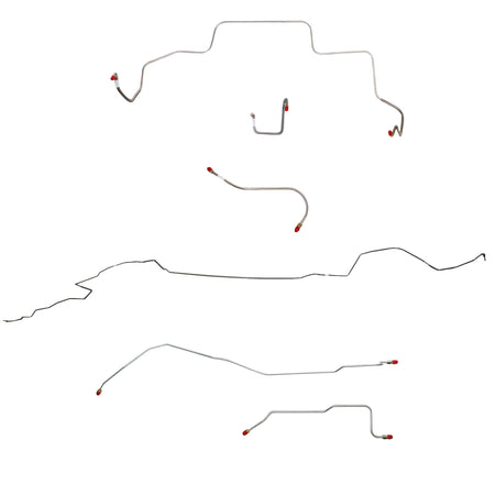 1966 MOPAR B-body w/ Power Drum, Right Front OVER Frame w/ 4'' Rise on Firewall, Dana Axle; Complete Brake Line Kit; Stainless - SSTubes