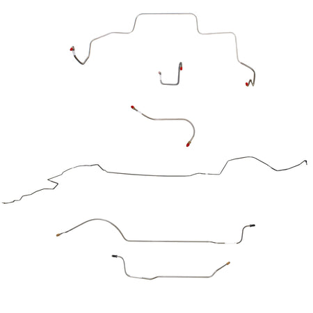 1966 MOPAR B-body w/ Power Drum, Right Front OVER Frame w/ 4'' Rise on Firewall, 8-3/4'' Axle; Complete Brake Line Kit; Stainless - SSTubes