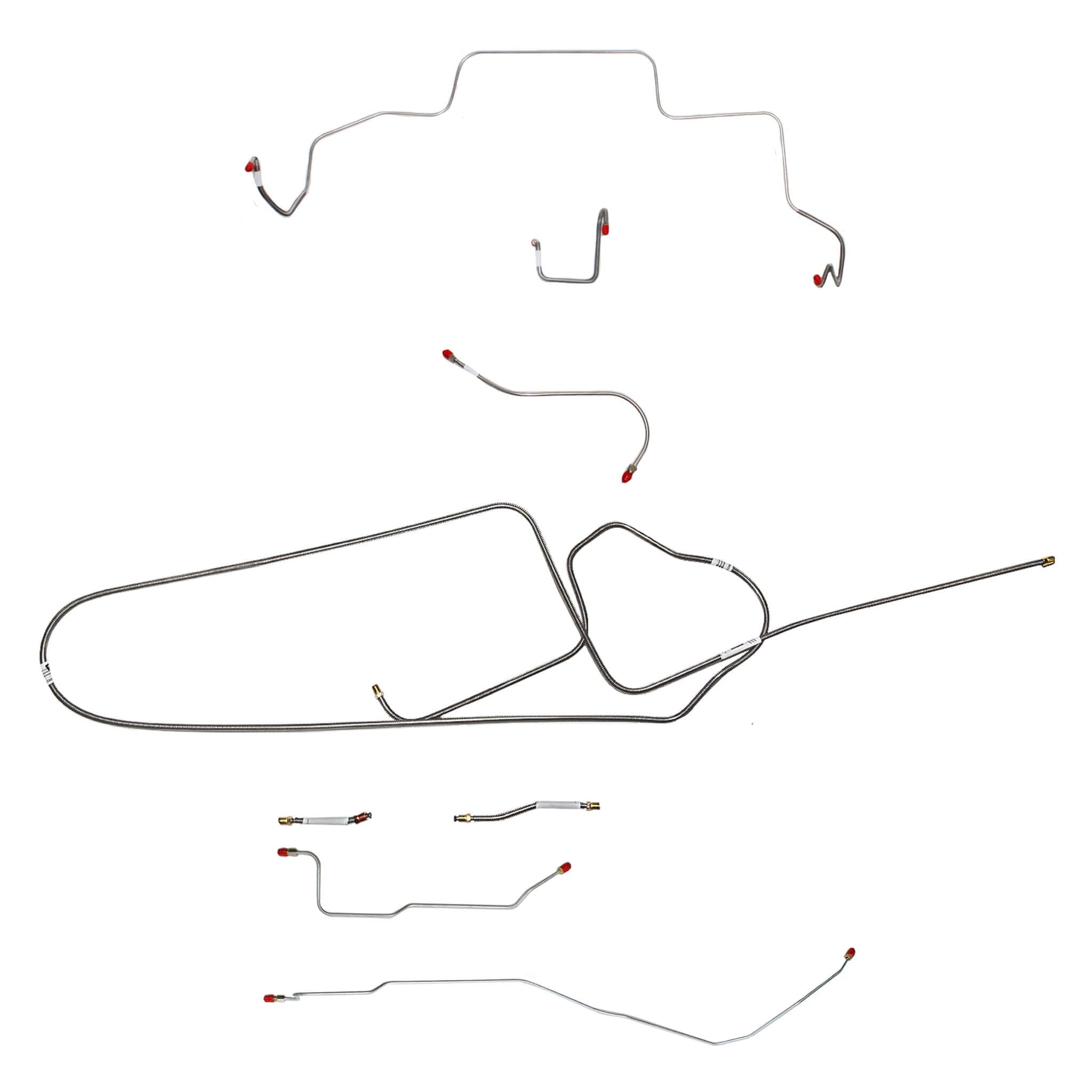1966 MOPAR B-body w/ Power Disc, FACTORY Disc, Right Front OVER Frame w/ 4'' Rise on Firewall, Dana Axle; Complete Brake Line Kit; Steel - SSTubes