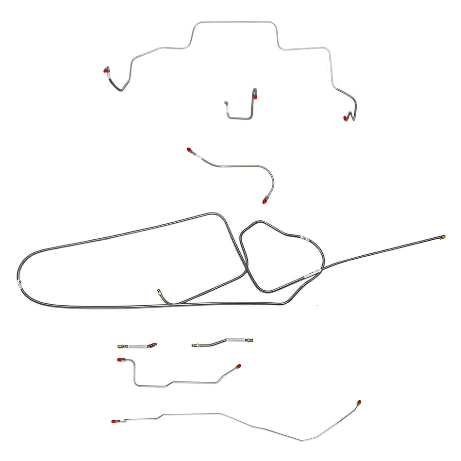1966 MOPAR B-body w/ Power Disc, FACTORY Disc, Right Front OVER Frame w/ 4'' Rise on Firewall, Dana Axle; Complete Brake Line Kit; Steel - SSTubes