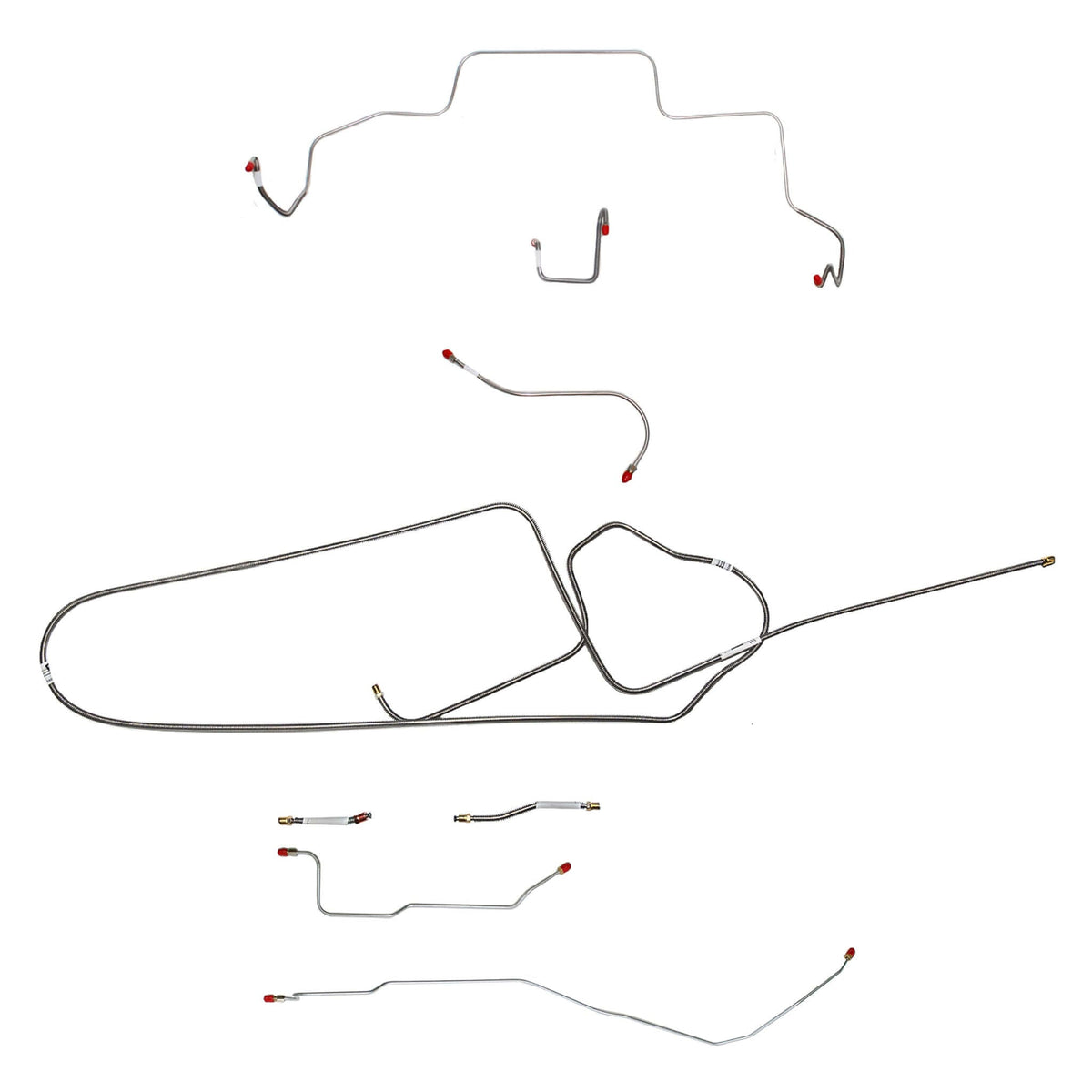 1966 MOPAR B-body w/ Power Disc, FACTORY Disc, Right Front OVER Frame w/ 4'' Rise on Firewall, Dana Axle; Complete Brake Line Kit; Steel - SSTubes